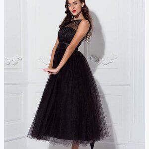 One Shoulder Black Tulle Dress